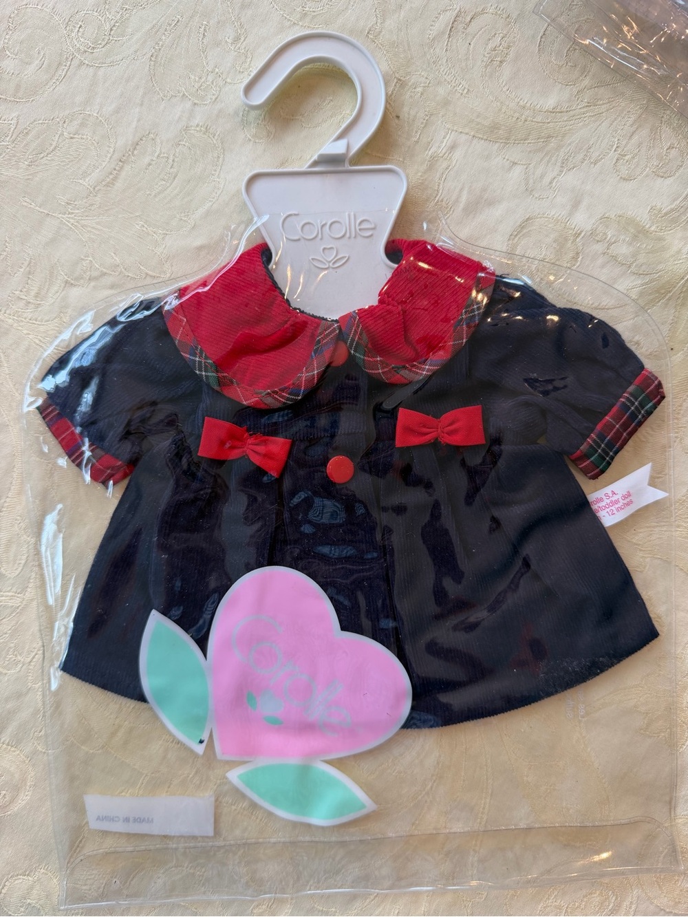 Navy&Red Holiday Dress With Green Plaid Trim For Corolle 11”- 12” Dolls NWT